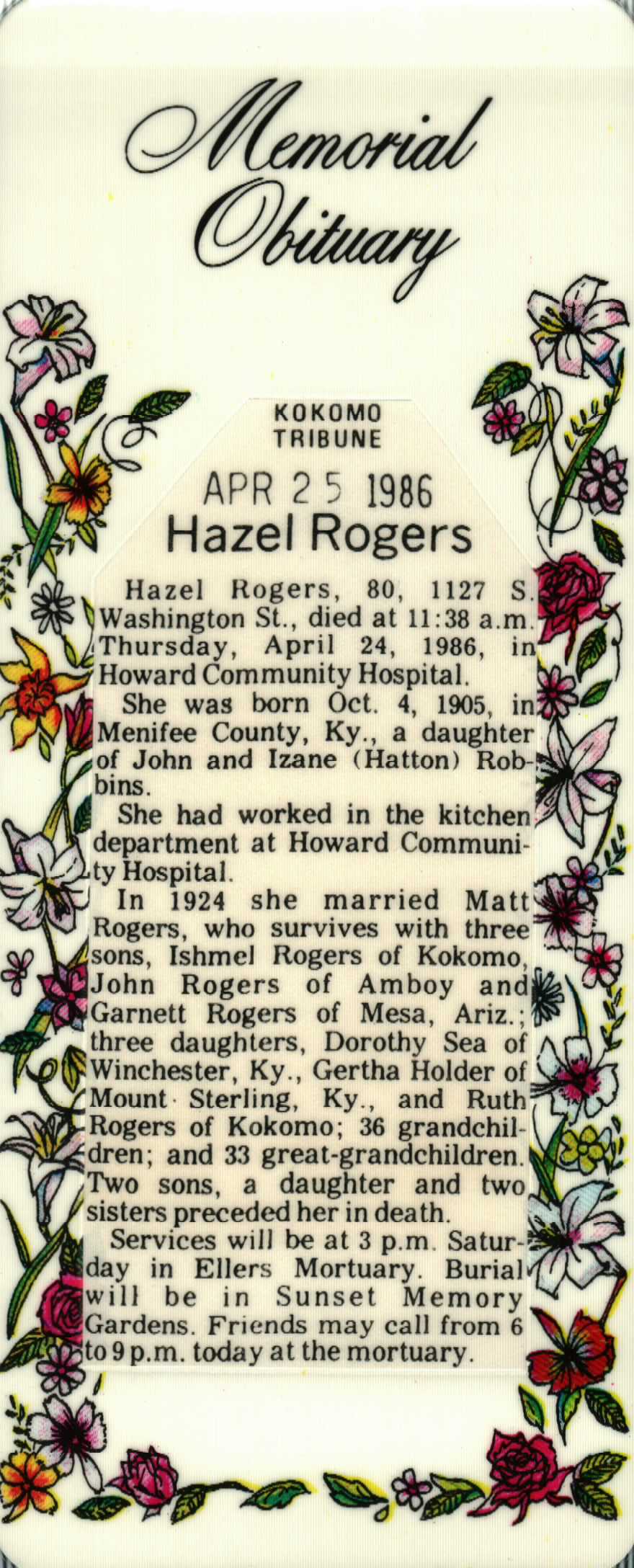 Hazel Rogers Obituary