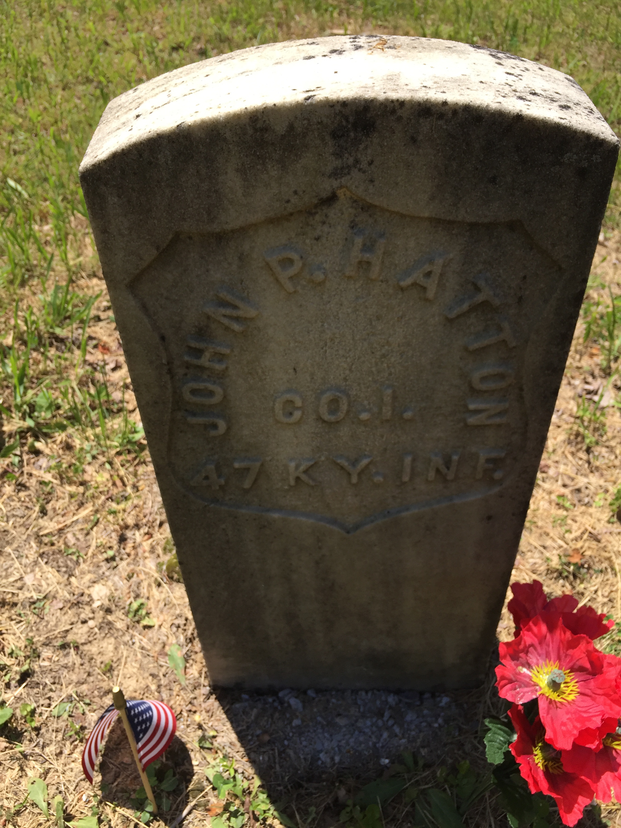 Headstone of John P. Hatton, Co. I, 47th Kentucky Infantry