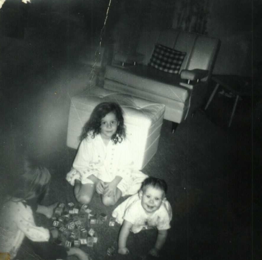 Rogers girls playing with blocks