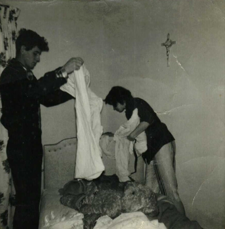 Virginia and Ishmael folding linens